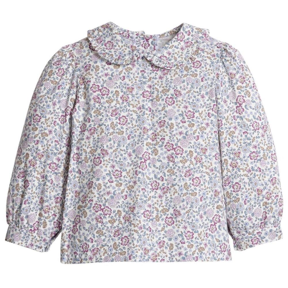 NEW LITTLE ENGLISH girls ruffled peter pan blouse in margaux floral